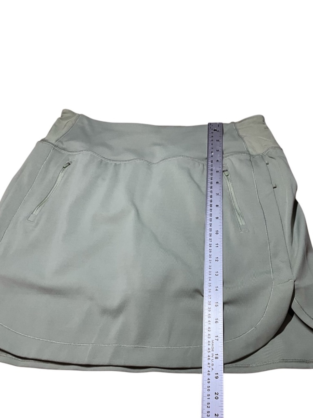 ATHLETA Green Fairway Golf Skort Zippered Pockets Tulip Hem Pull On Style Sz L - Picture 7 of 10